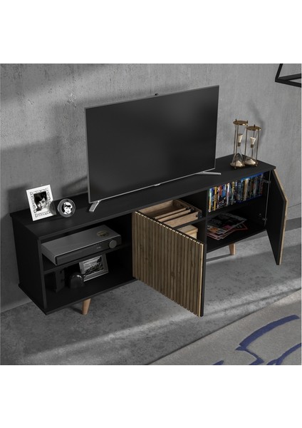 Hunerika Toledo Zebra Kapak Premium Tv Ünitesi - Minifiks -Wood Siyah / Atlantik Çam fırsatları