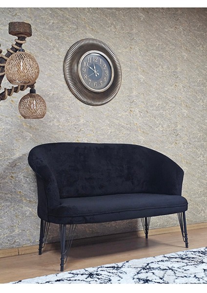 Ikili Teddy Siyah Boyalı Telli Ayak Çay Seti Koltuk Ikili Berjer , Balkon, Salon, Ofis Siyah Renk 40,5 Boyut/ebat fiyatları