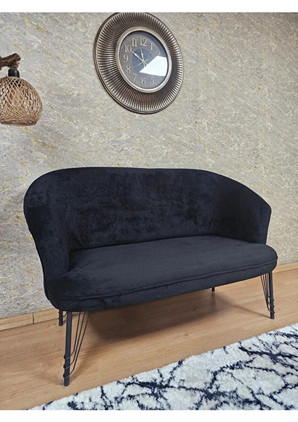 Ikili Teddy Siyah Boyalı Telli Ayak Çay Seti Koltuk Ikili Berjer , Balkon, Salon, Ofis Siyah Renk 40,5 Boyut/ebat fırsatları