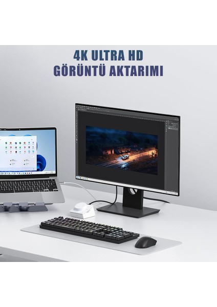 Knob Usb-C Hub | Rgb Docking Station | 4K@60Hz Hdmı, 100W Pd, 2.5g Lan, Usb-C, 2×usb3.0, Sd/microsd, Aux – MacBook & iPad Pro Uyumlu (Beyaz)