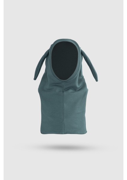 Organik Pamuklu Çift Katlı Tavşan Kulaklı Yeşil Balaklava Şapka ve Eldiven Seti modelleri