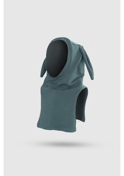 Organik Pamuklu Çift Katlı Tavşan Kulaklı Yeşil Balaklava Şapka ve Eldiven Seti indirimleri