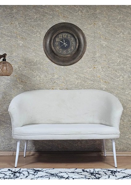 Ikili Teddy Beyaz Boyalı Sivriltme Ayak Çay Seti Koltuk Ikili Berjer , Balkon, Salon, Ofis Krem Renk 40,5 Boyut/ebat