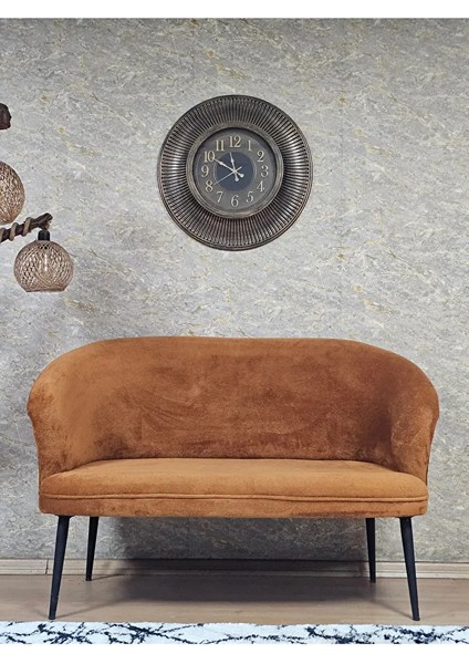 Ikili Teddy Siyah Boyalı Sivriltme Ayak Çay Seti Koltuk Ikili Berjer , Balkon, Salon, Ofis Kiremit Renk 40,5 Boyut/ebat
