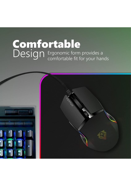 Oyuncu Mouse Gecikmesiz Hassas Oyun Özel LED Işıklı 6.400 Dpi - Vertux Argon fiyatları