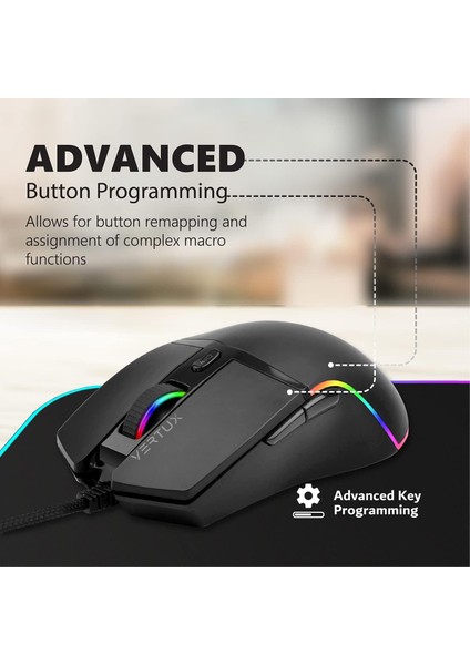 Oyuncu Mouse Gecikmesiz Hassas Oyun Özel LED Işıklı 6.400 Dpi - Vertux Argon fırsatları