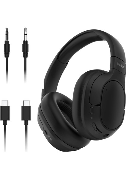 Soundform Isolate Aktif Gürültü Engelleyici Kafaüstü Kulaklık – Siyah, 60 Saat Pil Ömrü, Deri