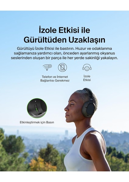 Soundform Isolate Aktif Gürültü Engelleyici Kafaüstü Kulaklık – Siyah, 60 Saat Pil Ömrü, Deri fırsatları