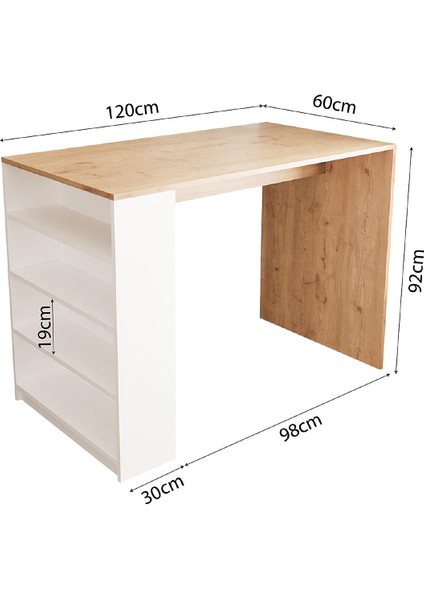 Pablo G4912 4 Adet Sepet Tabureli Bar Masası Sepet Beyaz 4 Raflı Açık Depolamalı Çok Amaçlı Masa modelleri