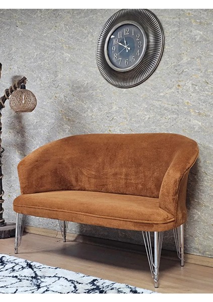 Ikili Teddy Krom Kaplama Telli Ayak Çay Seti Koltuk Ikili Berjer , Balkon, Salon, Ofis Kiremit Renk 40,5 Boyut/ebat modelleri