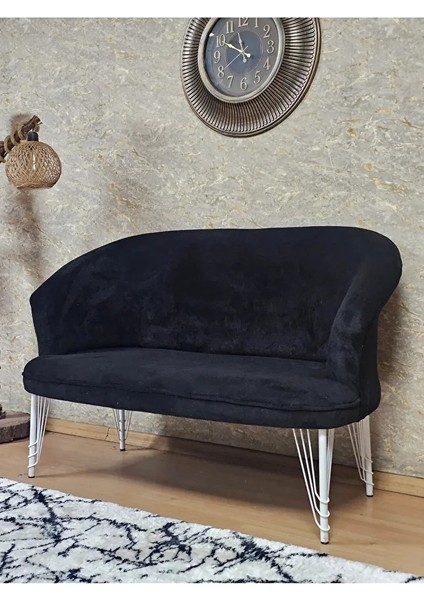 Ikili Teddy Beyaz Boyalı Telli Ayak Çay Seti Koltuk Ikili Berjer , Balkon, Salon, Ofis Siyah Renk 40,5 Boyut/ebat modelleri