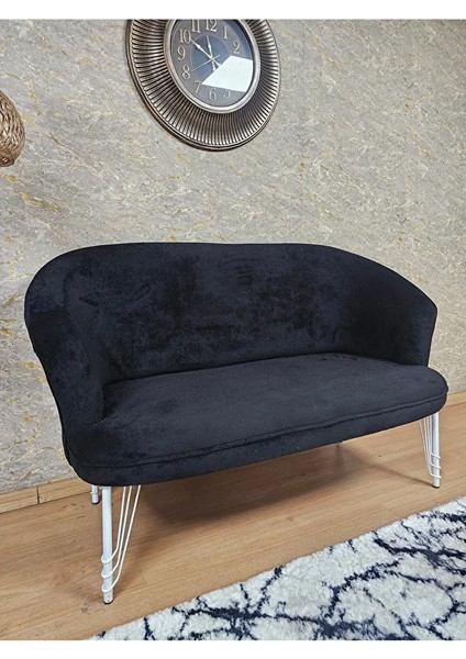 Ikili Teddy Beyaz Boyalı Telli Ayak Çay Seti Koltuk Ikili Berjer , Balkon, Salon, Ofis Siyah Renk 40,5 Boyut/ebat fırsatları