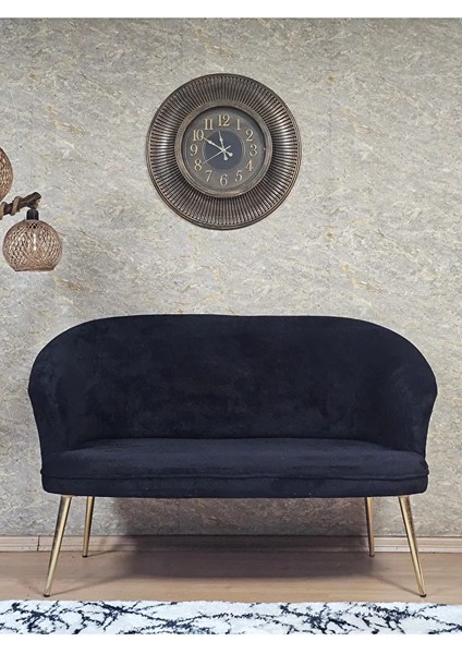 Ikili Teddy Gold Kaplama Sivriltme Ayak Çay Seti Koltuk Ikili Berjer , Balkon, Salon, Ofis Siyah Renk 40,5 Boyut/ebat