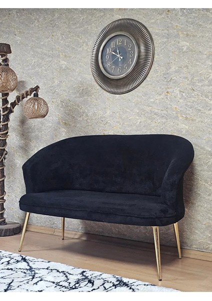 Ikili Teddy Gold Kaplama Sivriltme Ayak Çay Seti Koltuk Ikili Berjer , Balkon, Salon, Ofis Siyah Renk 40,5 Boyut/ebat modelleri