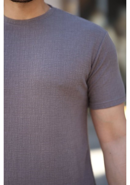 Erkek Ağaç Kabuğu Desenli Kısa Kollu T-Shirt modelleri