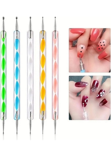 Jel Tırnak Resim Nail Art Tırnak Süsleme Makyaj Için Boyama Fırça Seti Dot Kalem Set (Süs Hediyeli) modelleri