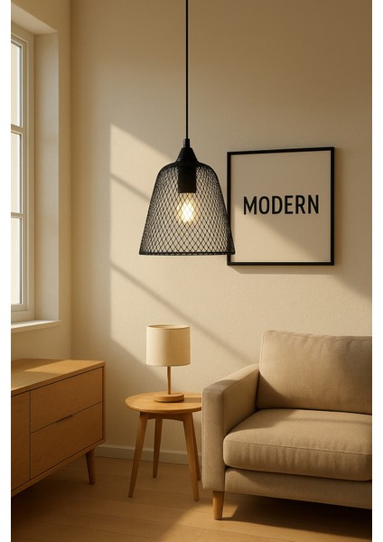 Magnia Siyah Işlemeli Metal Sarkıt Avize