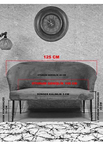Ikili Teddy Krom Kaplama Telli Ayak Çay Seti Koltuk Ikili Berjer , Balkon, Salon, Ofis Füme Renk 40,5 Boyut/ebat indirimleri