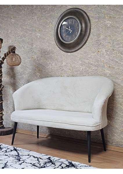 Ikili Teddy Siyah Boyalı Sivriltme Ayak Çay Seti Koltuk Ikili Berjer , Balkon, Salon, Ofis Krem Renk 40,5 Boyut/ebat modelleri
