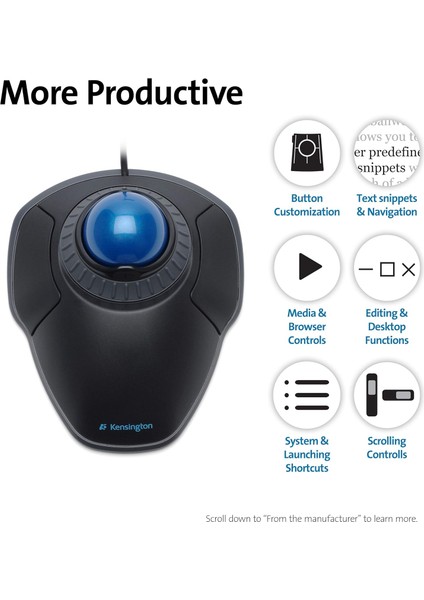 Orbit Trackball, Kablolu Ergonomik Trackball Fare, Kaydırma Halkalı, 40 mm Küre, Windows indirimleri