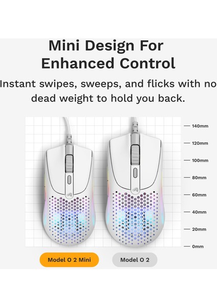 Model O 2 Mini Beyaz Kablolu Oyuncu Faresi: Hafif 49 Gram, 26K Optik Sensör, 80 Milyon Tıkl fırsatları