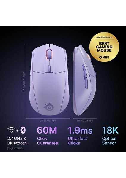 Rival 3 Wireless Gen 2 Oyuncu Faresi – 2.4ghz ve Bluetooth Bağlantı – 18.000 Dpi Truemov fiyatları