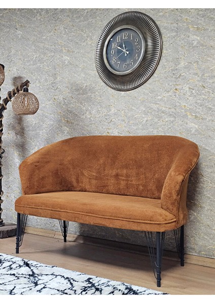 Ikili Teddy Siyah Boyalı Telli Ayak Çay Seti Koltuk Ikili Berjer , Balkon, Salon, Ofis Kiremit Renk 40,5 Boyut/ebat modelleri