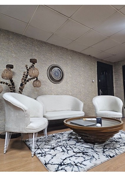 Teddy Takım Beyaz Boyalı Telli Ayak Çay Seti Koltuk - Berjer , Balkon, Salon, Ofis Krem Renk 40 x 125 Boyut/ebat modelleri