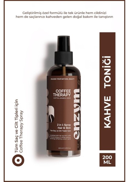 Doğal Kahve Tonik Saç (Dökülme Karşıtı, Onarıcı) ve Cilt Bakımı (Ton Eşitleme, Antioksidan) 200 ml