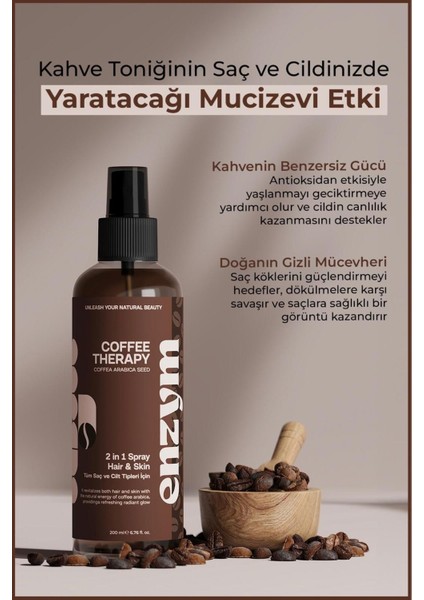 Doğal Kahve Tonik Saç (Dökülme Karşıtı, Onarıcı) ve Cilt Bakımı (Ton Eşitleme, Antioksidan) 200 ml fiyatları