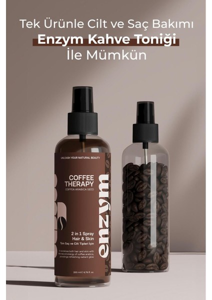 Doğal Kahve Tonik Saç (Dökülme Karşıtı, Onarıcı) ve Cilt Bakımı (Ton Eşitleme, Antioksidan) 200 ml indirimleri