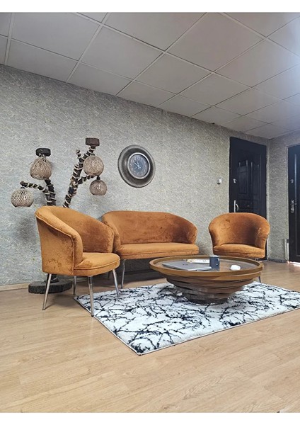 Teddy Takım Krom Kaplama Sivriltme Ayak Çay Seti Koltuk - Berjer , Balkon, Salon, Ofis Kiremit Renk 40 x 125 Boyut/ebat modelleri