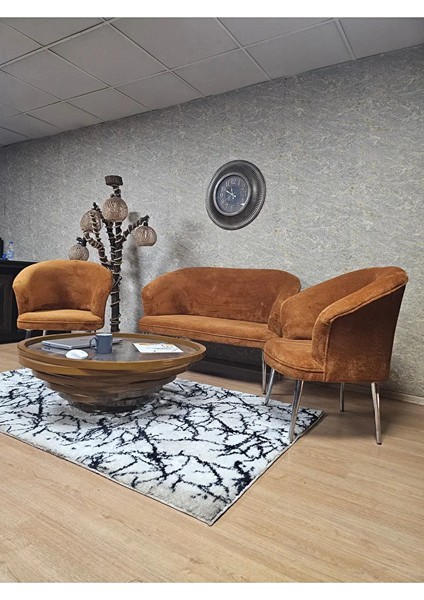 Teddy Takım Krom Kaplama Sivriltme Ayak Çay Seti Koltuk - Berjer , Balkon, Salon, Ofis Kiremit Renk 40 x 125 Boyut/ebat fırsatları