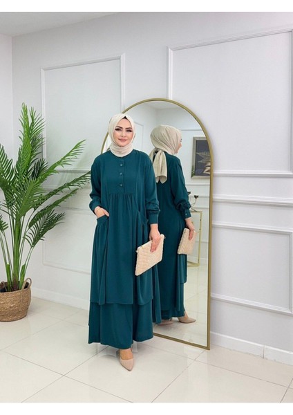 Kadın Tesettür Medine Ipeği 2'li Takım Tunik & Pantolon
