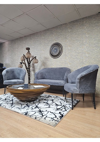 Teddy Takım Siyah Boyalı Telli Ayak Çay Seti Koltuk - Berjer , Balkon, Salon, Ofis Gri Renk 40 x 125 Boyut/ebat fırsatları