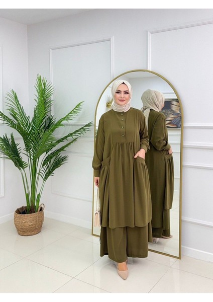 Kadın Tesettür Medine Ipeği 2'li Takım Tunik & Pantolon
