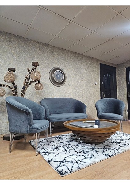 Teddy Takım Krom Kaplama Telli Ayak Çay Seti Koltuk - Berjer , Balkon, Salon, Ofis Füme Renk 40 x 125 Boyut/ebat modelleri