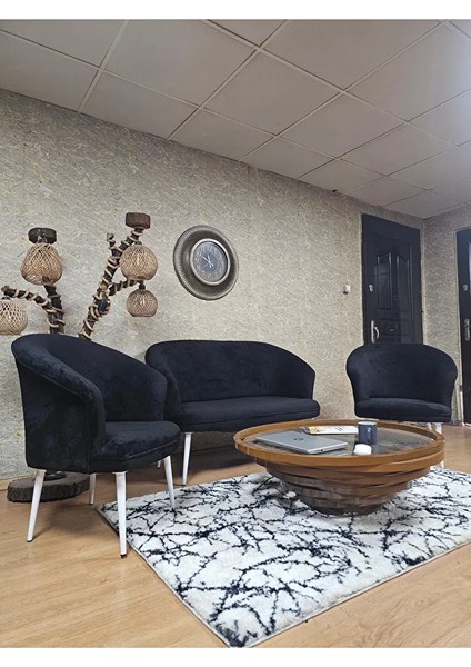 Teddy Takım Beyaz Boyalı Sivriltme Ayak Çay Seti Koltuk - Berjer , Balkon, Salon, Ofis Siyah Renk 40 x 125 Boyut/ebat modelleri