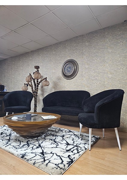 Teddy Takım Beyaz Boyalı Sivriltme Ayak Çay Seti Koltuk - Berjer , Balkon, Salon, Ofis Siyah Renk 40 x 125 Boyut/ebat fırsatları