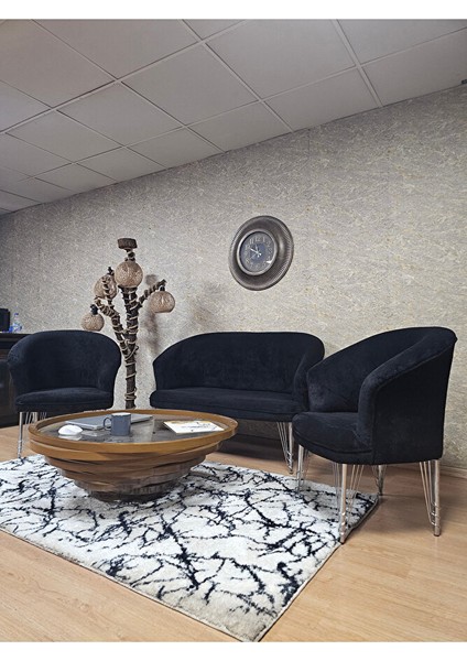 Teddy Takım Krom Kaplama Telli Ayak Çay Seti Koltuk - Berjer , Balkon, Salon, Ofis Siyah Renk 40 x 125 Boyut/ebat fırsatları