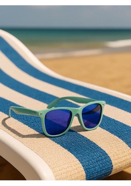 Sevimli Çocuk Aynalı Cam Kids Çocuk Güneş Gözlüğü Yeşil Çerçeve Uv 400 Korumalı Ce Belgeli fiyatları