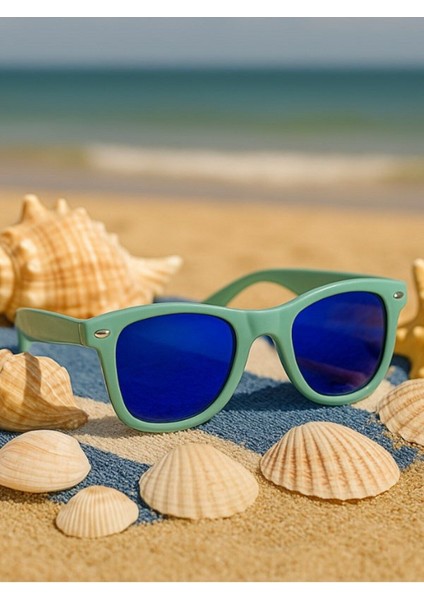Uv 400 Korumalı Sevimli Çocuk Aynalı Cam Kids Çocuk Güneş Gözlüğü Yeşil Çerçeve Uv 400 Korumalı Ce Belgeli