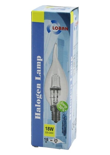 Loban Halogen Lamp Halojen 18W=25W E14 Şeffaf - Kıvrık Sarı Renk Mum Ampul 205 Lumen (5067)