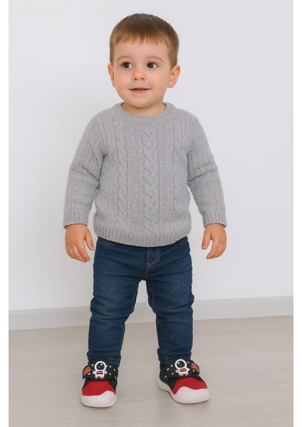 Astronot Baskılı Erkek Bebe Panduf Kırmızı