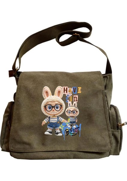 Labubu Unisex Yeşil Postacı Çantası