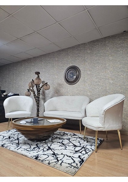 Teddy Takım Gold Kaplama Sivriltme Ayak Çay Seti Koltuk - Berjer , Balkon, Salon, Ofis Krem Renk 40 x 125 Boyut/ebat fırsatları