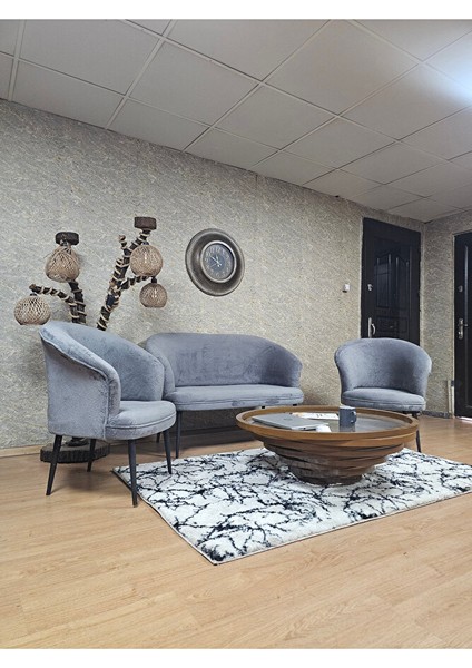 Teddy Takım Siyah Boyalı Sivriltme Ayak Çay Seti Koltuk - Berjer , Balkon, Salon, Ofis Gri Renk 40 x 125 Boyut/ebat modelleri