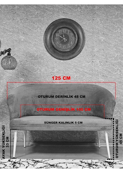 Teddy Takım Siyah Boyalı Sivriltme Ayak Çay Seti Koltuk - Berjer , Balkon, Salon, Ofis Gri Renk 40 x 125 Boyut/ebat indirimleri