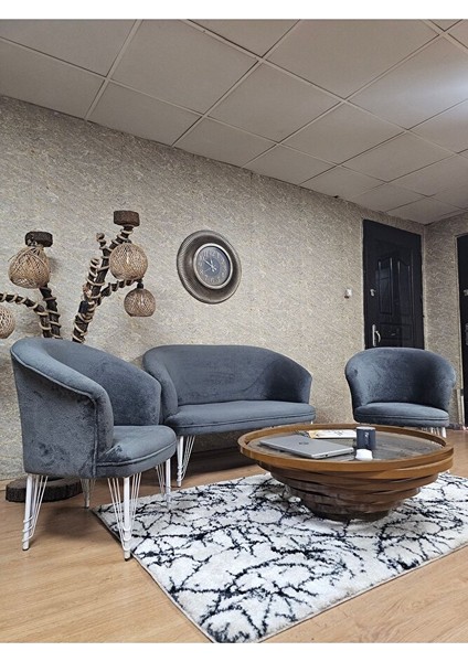 Teddy Takım Beyaz Boyalı Telli Ayak Çay Seti Koltuk - Berjer , Balkon, Salon, Ofis Füme Renk 40 x 125 Boyut/ebat modelleri