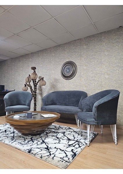 Teddy Takım Beyaz Boyalı Telli Ayak Çay Seti Koltuk - Berjer , Balkon, Salon, Ofis Füme Renk 40 x 125 Boyut/ebat fırsatları